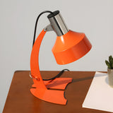 Chic Orange Cone Shade Curved Arm Metal Table Lamp Image - 8