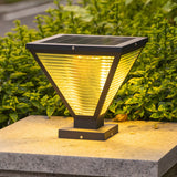 Chic Pyramid Geometric Glass Pillar Outdoor Lamp Black Image - 4