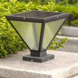 Chic Pyramid Geometric Glass Pillar Outdoor Lamp Black Image - 5