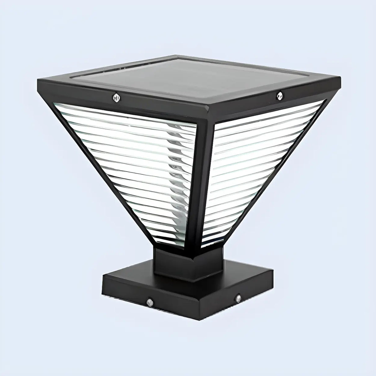 Chic Pyramid Geometric Glass Pillar Outdoor Lamp Black Image - 7