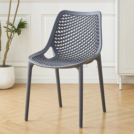 Chic Stackable Mesh Curved Back Polymer Dining Chair Image - 2