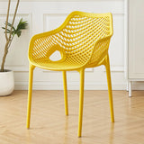 Chic Stackable Mesh Curved Back Polymer Dining Chair Image - 21