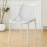 Chic Stackable Mesh Curved Back Polymer Dining Chair Image - 3