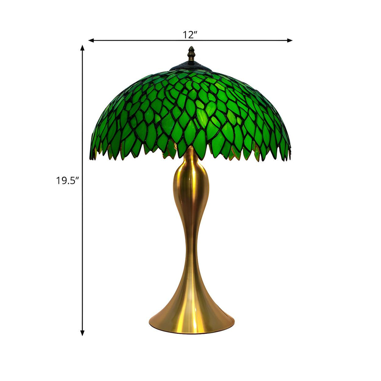 Chic Tiffany Green Leaf Dome Stained Glass Table Lamp Image - 4