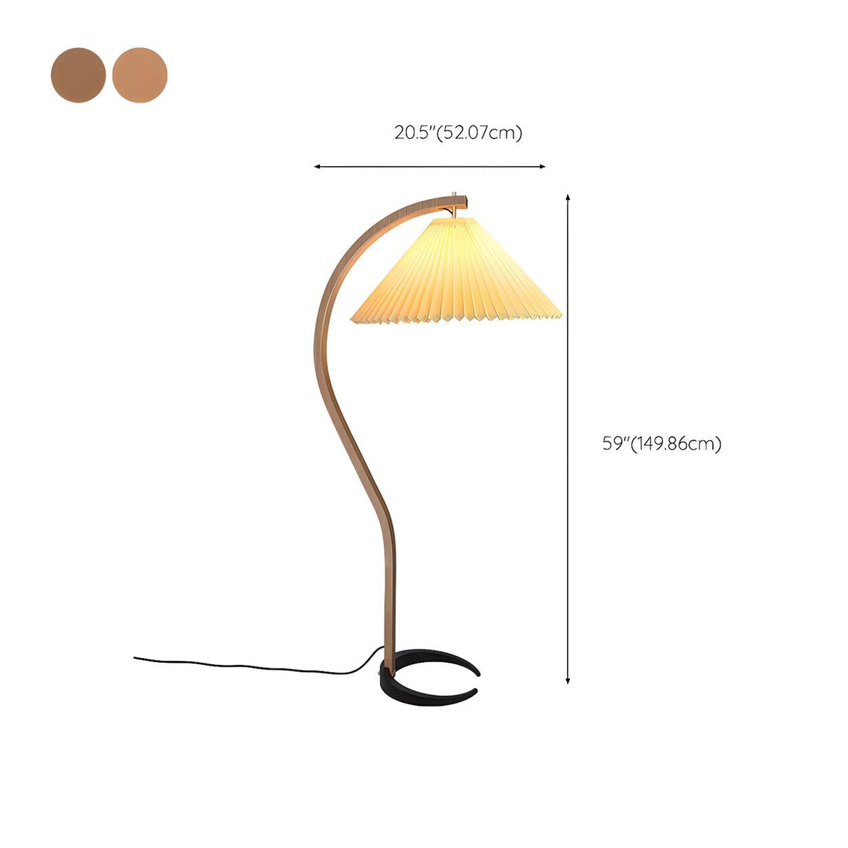 Chic White Cone and Curved Wooden LED Floor Lamp 