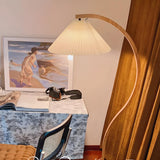 Chic White Cone and Curved Wooden LED Floor Lamp Image - 2