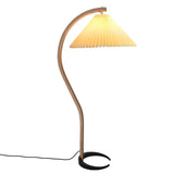 Chic White Cone and Curved Wooden LED Floor Lamp Image - 5