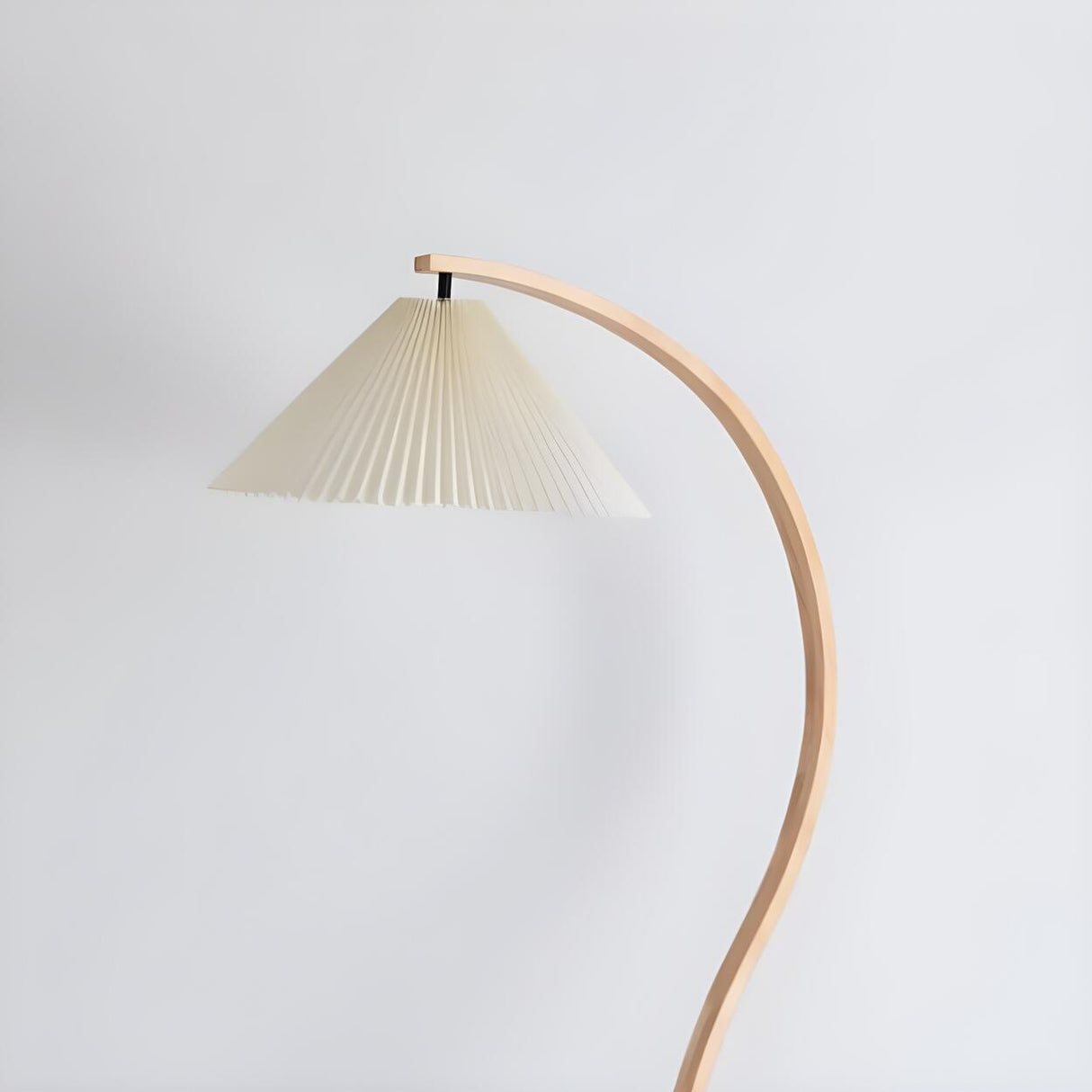 Chic White Cone and Curved Wooden LED Floor Lamp Image - 8