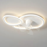 Chic White Flush Geometric Ceiling Fan with LED Light Image - 14