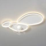 Chic White Flush Geometric Ceiling Fan with LED Light Image - 16