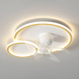 Chic White Flush Geometric Ceiling Fan with LED Light Image - 2