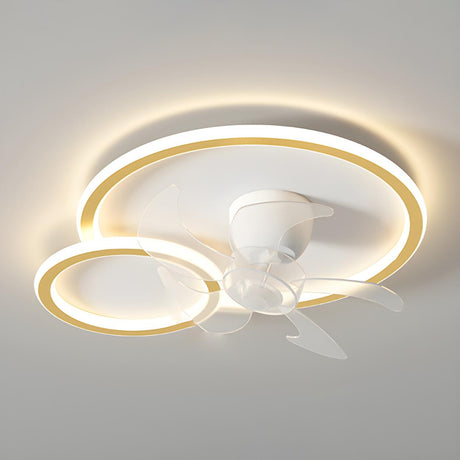 Chic White Flush Geometric Ceiling Fan with LED Light Image - 2