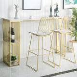 Chic White Rectangular Metal Gold Large Storage Bar Table Image - 3