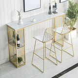 Chic White Rectangular Metal Gold Large Storage Bar Table Image - 4