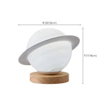 Chic White Wood Saturn Globe LED Bedside Table Lamp #size