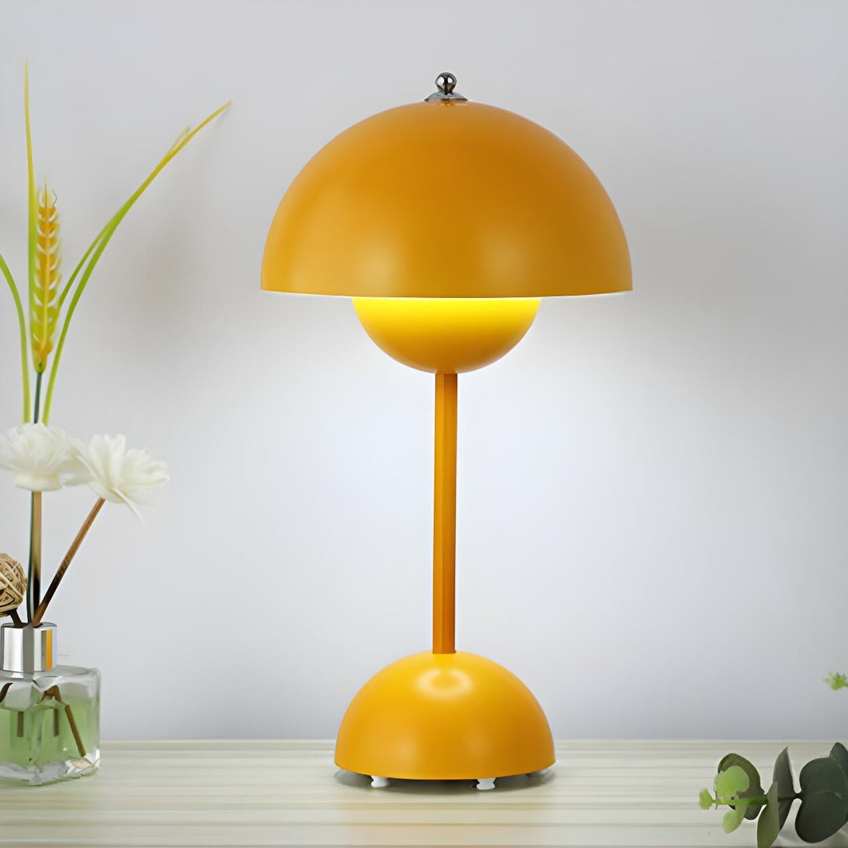 Chic Yellow Dome Geometric Table Lamp with Touch Switch Image - 1