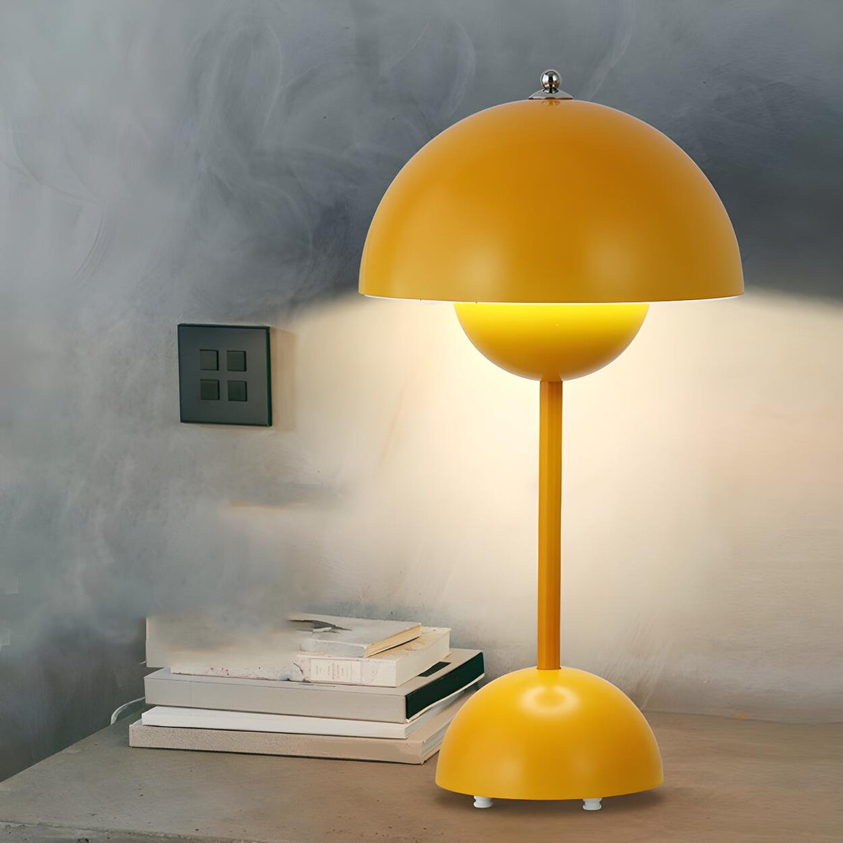 Chic Yellow Dome Geometric Table Lamp with Touch Switch Image - 4