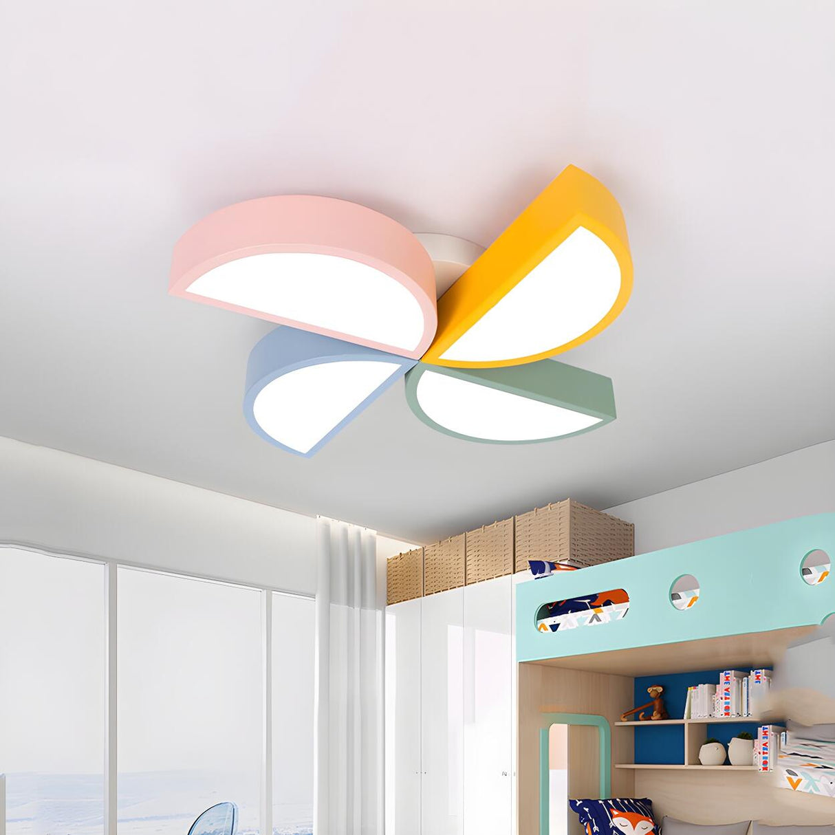 Child Bedroom Colorful Pinwheel LED Flush Mount Light Image - 2