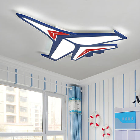 Child Bedroom Pointed Airplane LED Flush Mount Light Image - 2