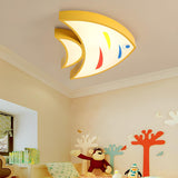 Child Bedroom Yellow Fish-Shaped LED Flush Mount Light Image - 1