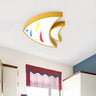 Child Bedroom Yellow Fish-Shaped LED Flush Mount Light Image - 2