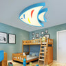 Child Bedroom Yellow Fish-Shaped LED Flush Mount Light Image - 5