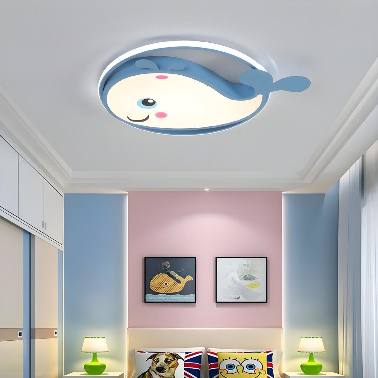 Child Room Adorable Whale LED Flush Mount Ceiling Light Image - 1