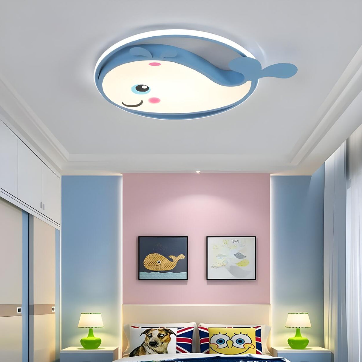 Child Room Adorable Whale LED Flush Mount Ceiling Light Image - 4