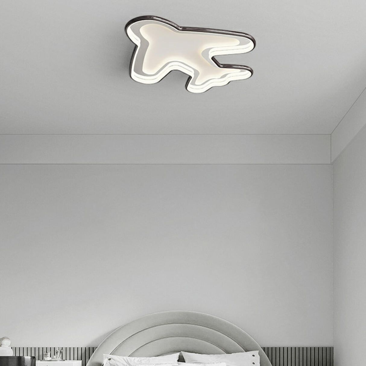 Child Room Airplane Dimmable LED Flush Mount Light Image - 2