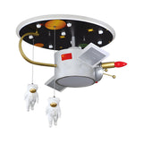 Child Room Astronaut Space Nickel LED Flush Mount Light Image - 3