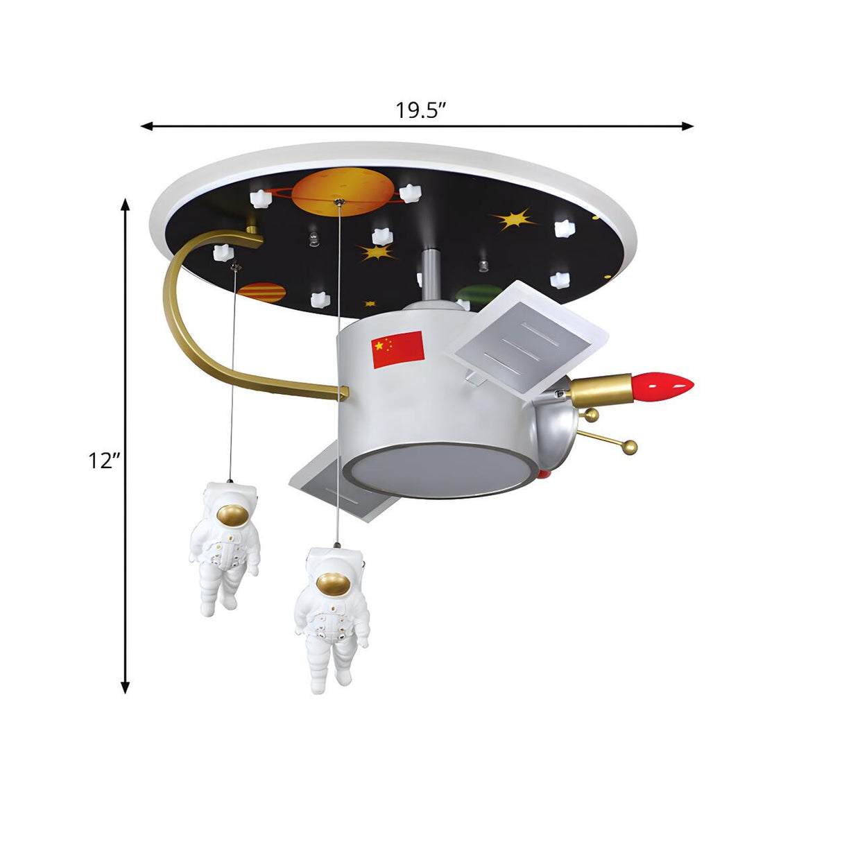 Child Room Astronaut Space Nickel LED Flush Mount Light Image - 4