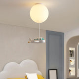 Child Room Balloon Airplane Flush Mount Ceiling Light Image - 1