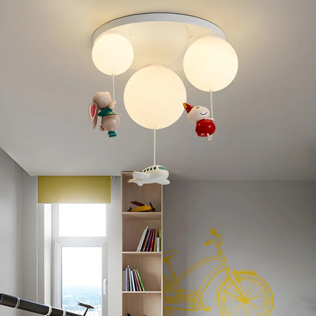 Child Room Balloon Airplane Flush Mount Ceiling Light Image - 2