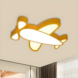 Child Room Blue Cartoon Airplane LED Flush Mount Light Image - 4