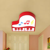 Child Room Blue Piano-Shaped LED Flush Mount Light Image - 10