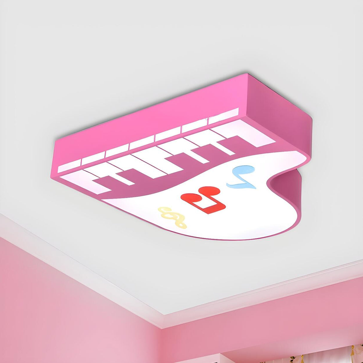 Child Room Blue Piano-Shaped LED Flush Mount Light Image - 13