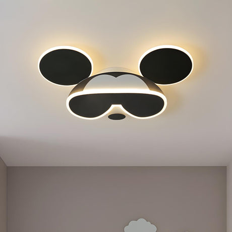 Child Room Cartoon Black Mouse LED Flush Mount Light Image - 2