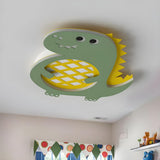 Child Room Cartoon Green Dinosaur LED Flush Mount Light Image - 1