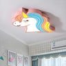 Child Room Cartoon Unicorn Small LED Flush Mount Light Image - 5