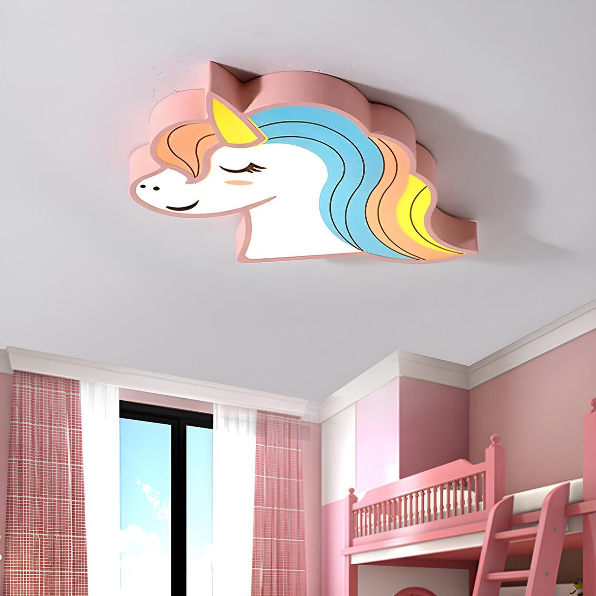 Child Room Cartoon Unicorn Small LED Flush Mount Light Image - 6