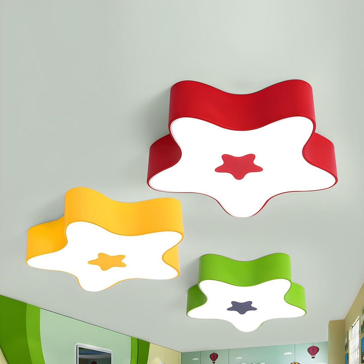 Child Room Cartoon Yellow Star Flush Mount Ceiling Lamp Image - 7