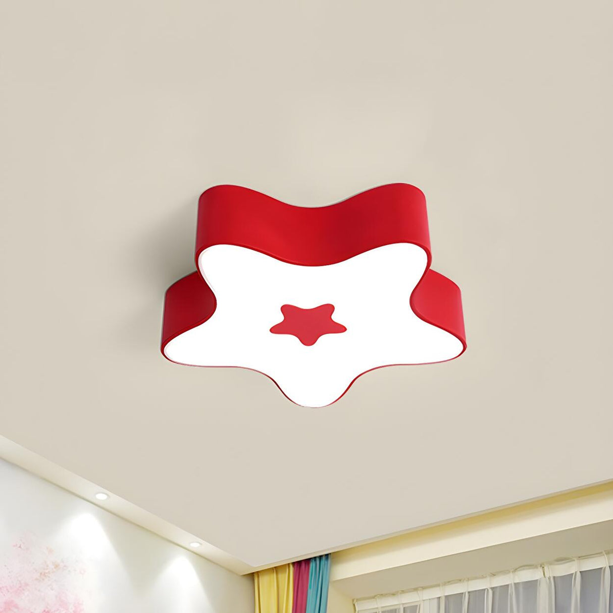 Child Room Cartoon Yellow Star Flush Mount Ceiling Lamp Image - 8