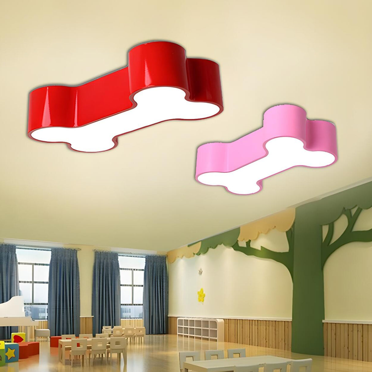 Child Room Creative Dog Bone LED Flush Mount Light Image - 1