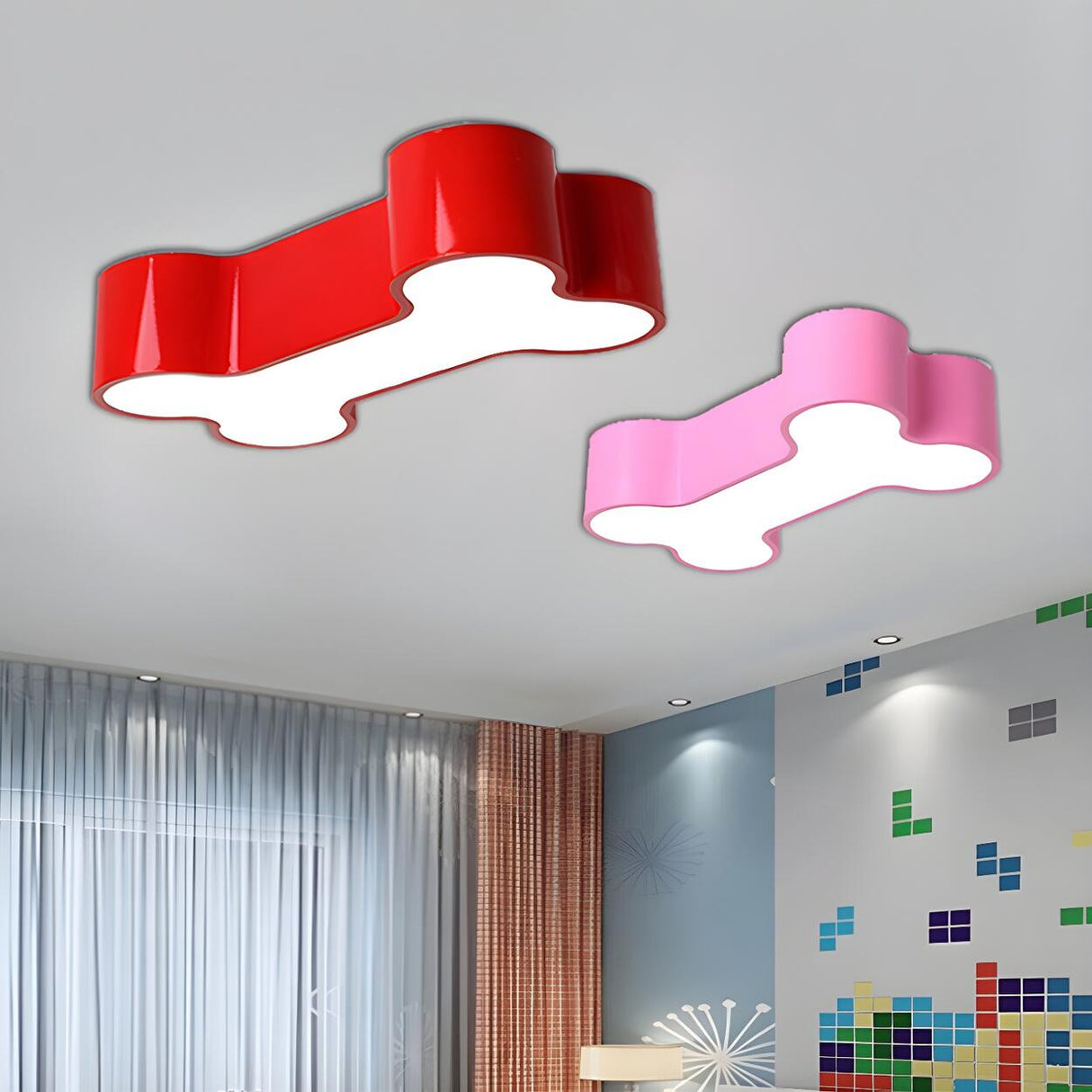 Child Room Creative Dog Bone LED Flush Mount Light Image - 2