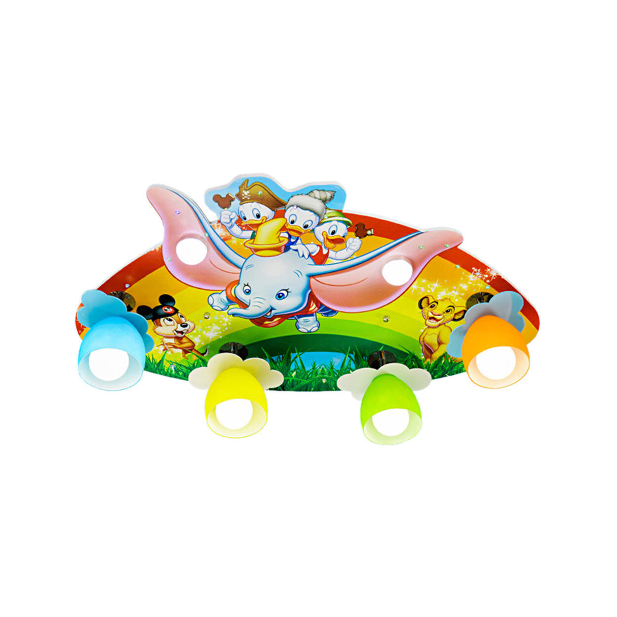 Child Room Delightful Rainbow Animal Flush Mount Light Image - 3