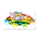 Child Room Delightful Rainbow Animal Flush Mount Light #size