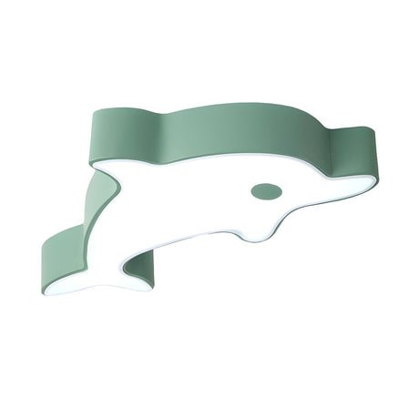 Child Room Green Dolphin LED Flush Mount Ceiling Light Image - 2