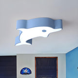 Child Room Green Dolphin LED Flush Mount Ceiling Light Image - 5