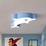 Child Room Green Dolphin LED Flush Mount Ceiling Light Image - 6