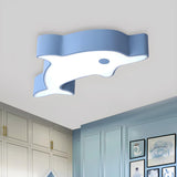 Child Room Green Dolphin LED Flush Mount Ceiling Light Image - 7